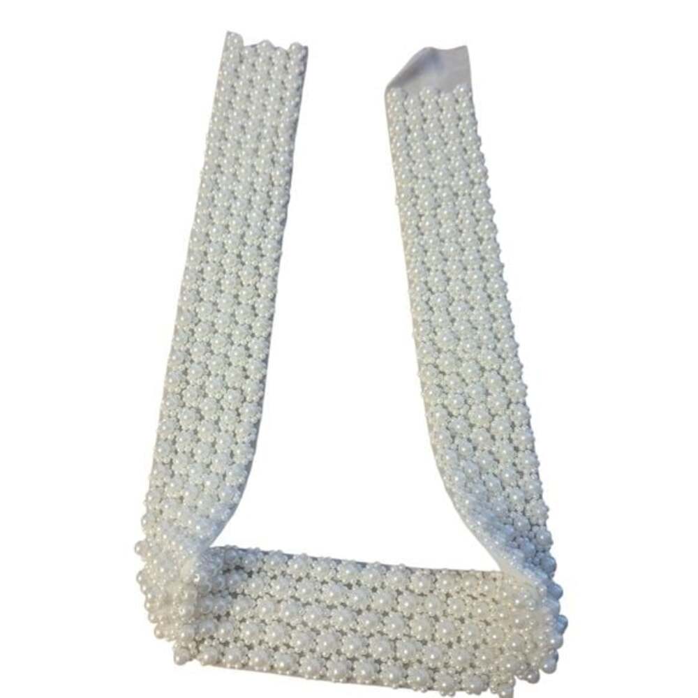 White Pearl Beaded Women's Belt